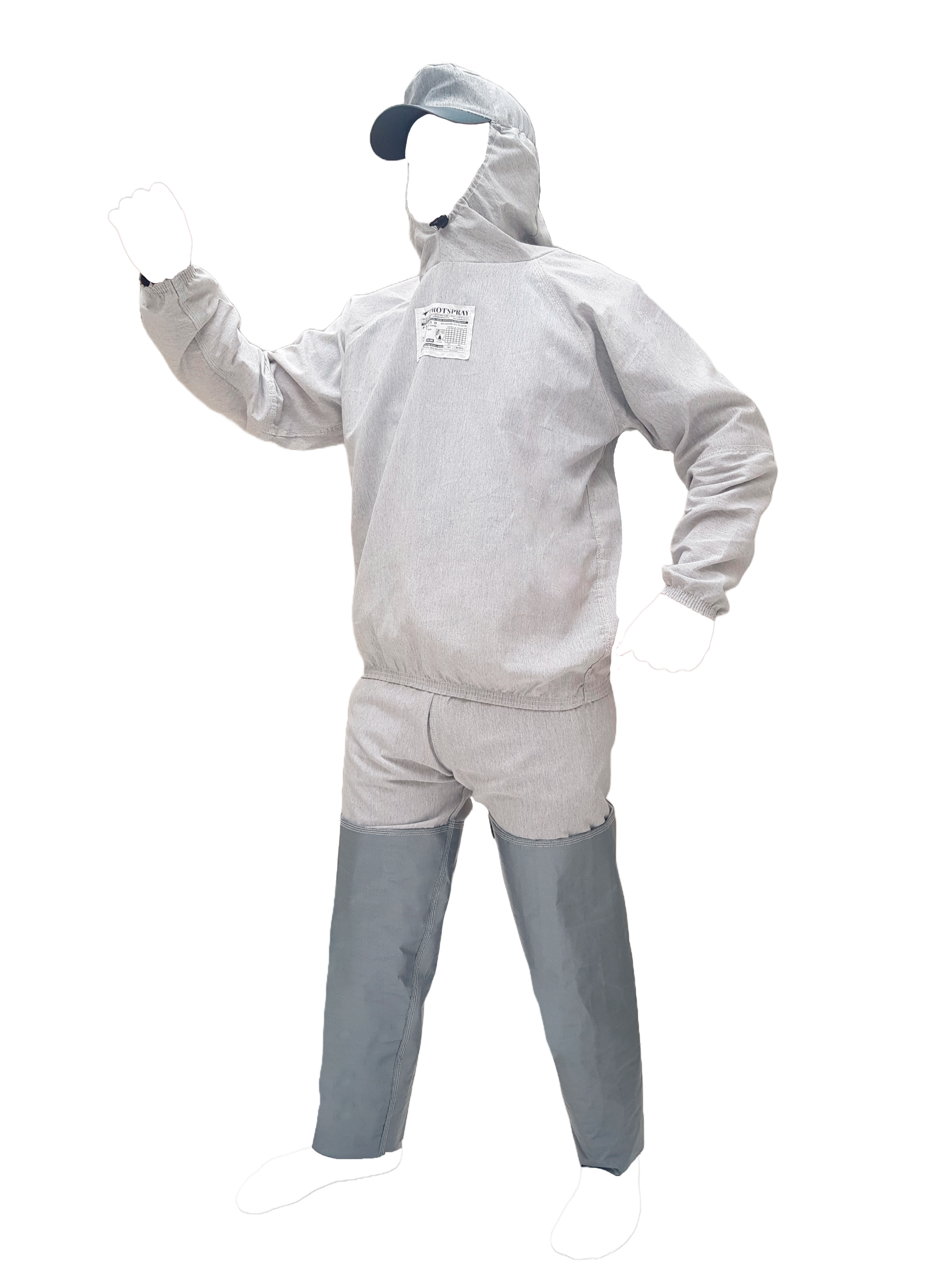 Conjunto de vestimenta para pulverização com capuz integrado
